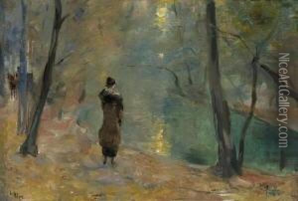 Partie Am Neuen See Im Tiergarten.
 Um 1910/20 Oil Painting - Lesser Ury
