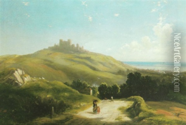 A View Of Dover From The Folkstone Road Oil Painting - George Cole