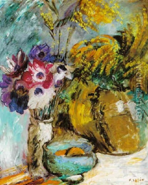 Stilleben Med Blommor Och Frukter Oil Painting - Sigrid (Maria) Hjerten
