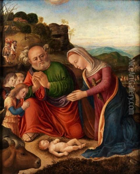Anbetung Des Kindes Oil Painting - Giovanni Bellini