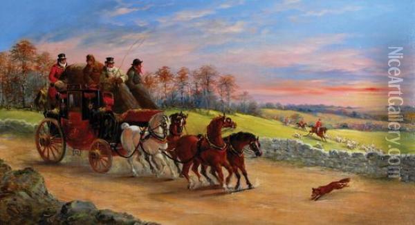The Bristol To London Mail Coach Oil Painting - John Charles Maggs