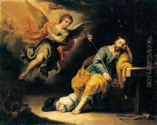 The Dream Of Saint Joseph Oil Painting - Domingo Martinez