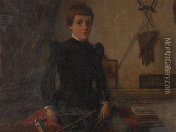 Portrait Of A Boy Oil Painting - Heinrich Ewers