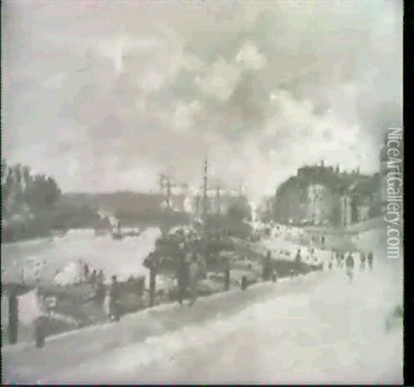 Le Port De Rouen Oil Painting - Maurice Francois Auguste Courant