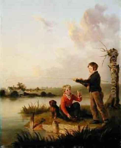 The Young Anglers Oil Painting - Edmund Bristow