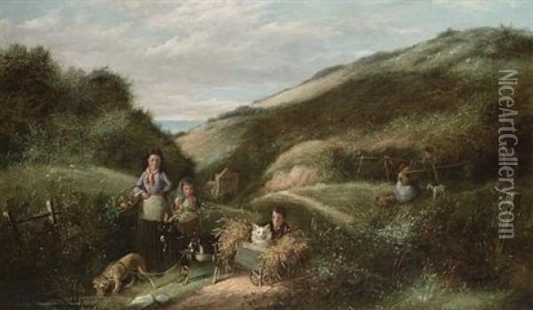 The Dog Cart Oil Painting - Charles Hunt the Younger