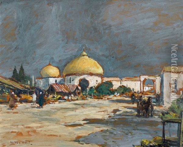 Market Square, Morocca Oil Painting - Sir Alfred East