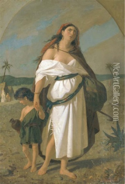 Donna Araba Con Fanciullo Oil Painting - Enrico Fanfani