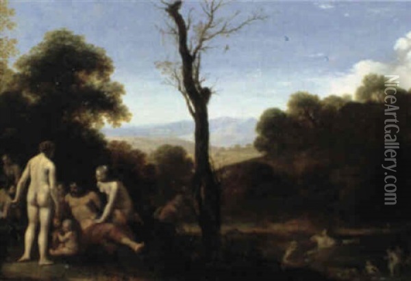 Die Geburt Des Adonis In Einer Arkadischen Landschaft Oil Painting - Dirck Van Der Lisse