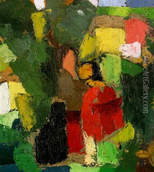 Rast Im Freien (study) Oil Painting - Albert Mueller