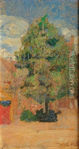 Norddeutscher Marktplatz Mit Baum Oil Painting - Otto Heinrich Engel