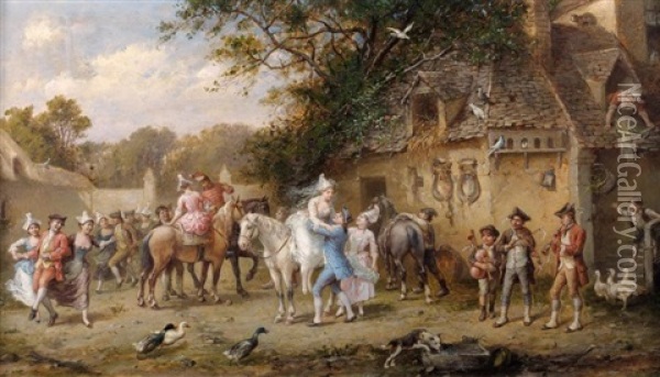 Le Cortege De La Mariee Oil Painting - Francois-Louis Lanfant