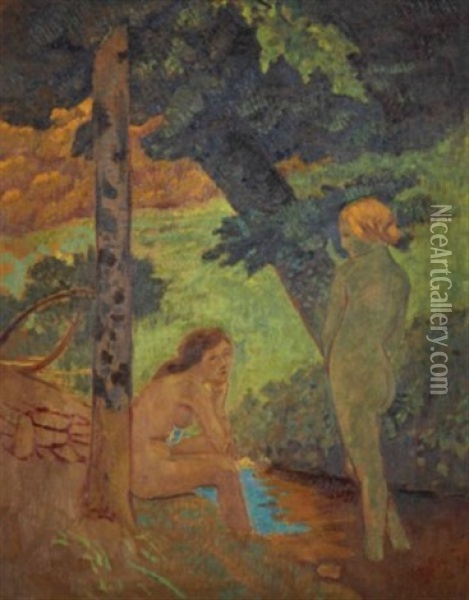 Deux Jeunes Filles Au Bain Oil Painting - Paul Serusier
