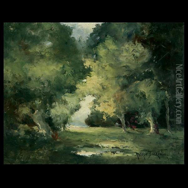 Beckwith.british . Sunny Clearing In The Woods. Oil On Canvas. 11x 14 Inches. Signed Lower Right; Beckwith Oil Painting - Arthur Beckwith