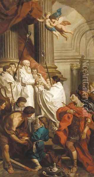 The Mass of Saint Basil Oil Painting - Pierre Subleyras