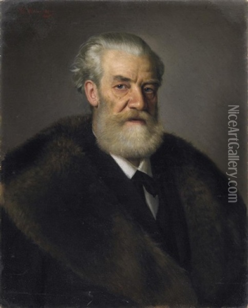Portrat Eines Bartigen Herrn Im Pelzmatel Oil Painting - Vasili Timofeevich Timofeev