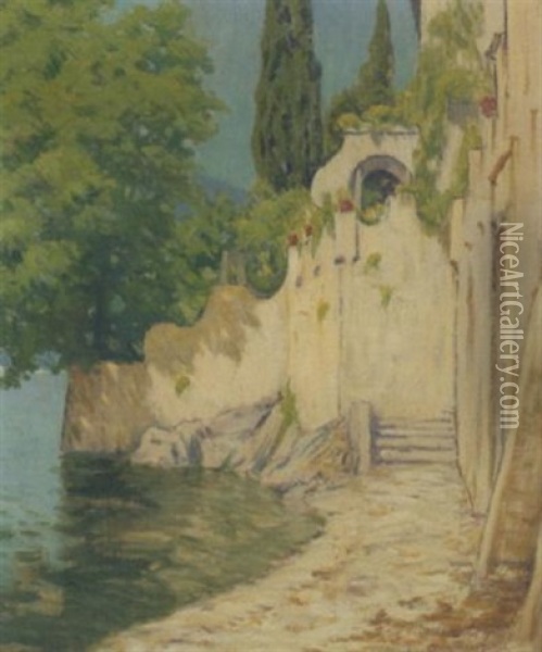 Water Gate, Varenna Oil Painting - Charles Warren Eaton