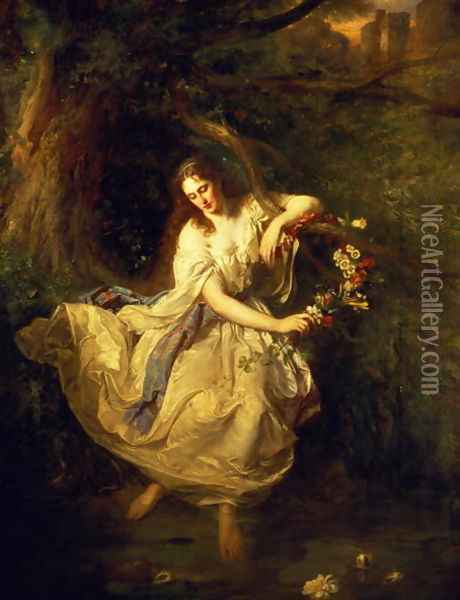 Ophelia Oil Painting - Carl F. W. Trautschold