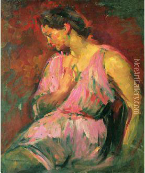 Femme Pensive Oil Painting - Andor Basch