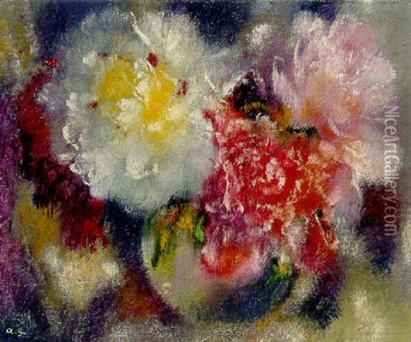 Weise Pfingstrosen Oil Painting - Augusto Giacometti