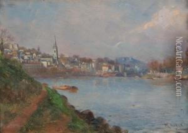A View To The River, Paris Oil Painting - Mathias Joseph Alten