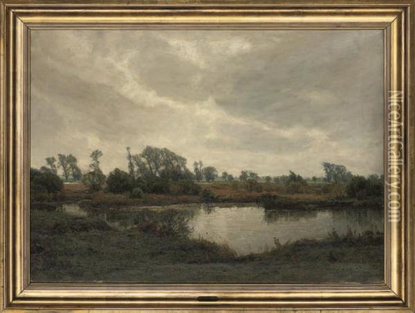 River Landscape Oil Painting - Fritz Johannes Bentzen-Bilkvist