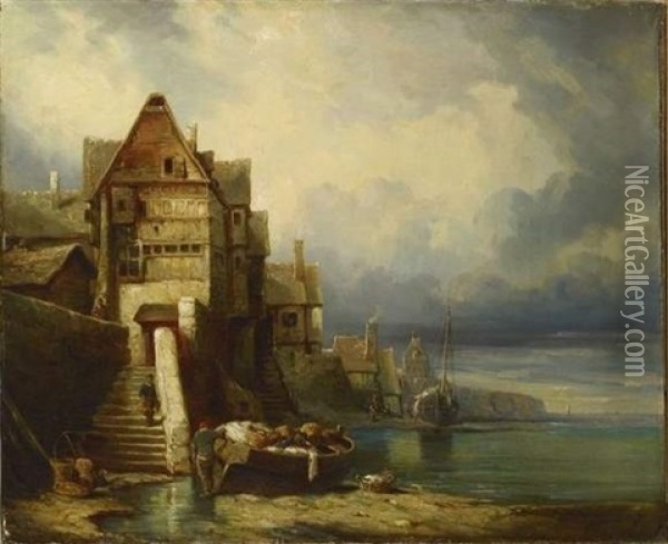 Bord De Mer Oil Painting - Louis-Gabriel-Eugene Isabey