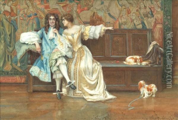 Charles Ii And Nell Gwynne Oil Painting - Rowland Holyoake
