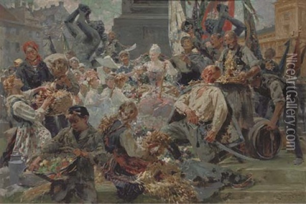 The Tsarina's Address Oil Painting - Zdzislaw Jasinski