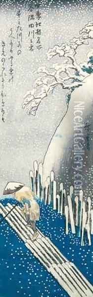 Winter Scene Oil Painting - Utagawa or Ando Hiroshige