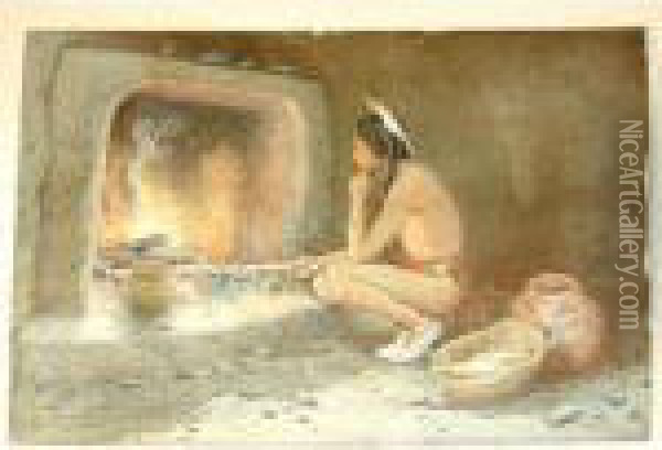 By The Fire Oil Painting - Eanger Irving Couse
