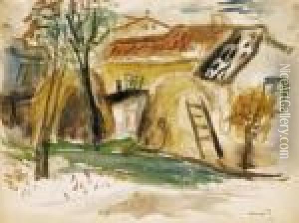 Haystacks In Szentendre Oil Painting - Imre Amos