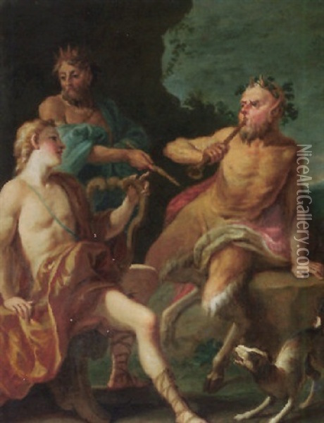 The Musical Contest Between Pan And Apollo Oil Painting - Carle van Loo