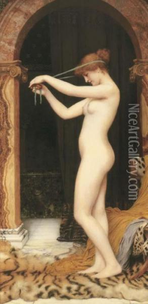 Venus Binding Her Hair Oil Painting - John William Godward
