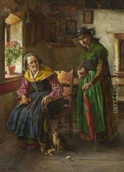 Vor Dem Kirchgang Oil Painting - Emma (Edle von Seehof) Mueller
