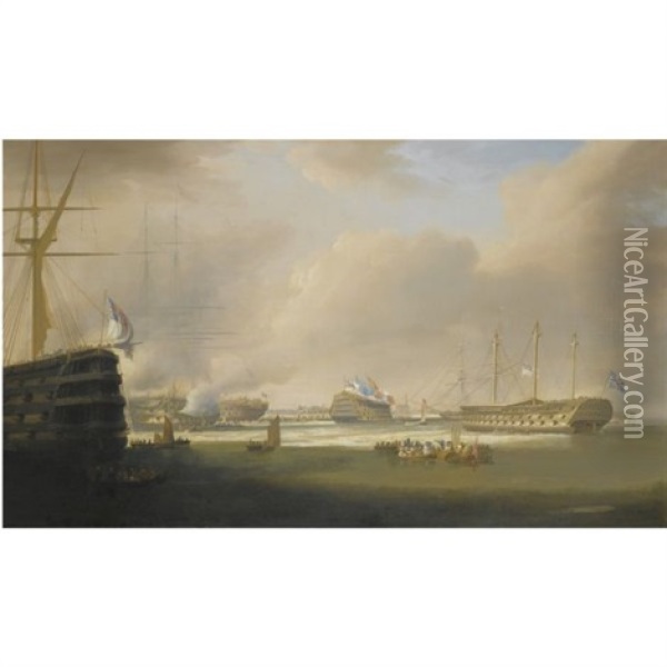 The Re-opening Of Sheerness Dockyards Oil Painting - William John Huggins