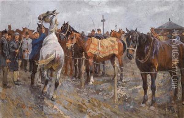 Vor Dem Pferderennen Oil Painting - Georg Karl Koch