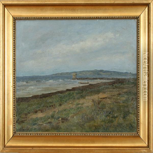 Coastal Scenery In Windy Weather Oil Painting - Frederik Larsen-Saerslov