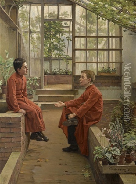 The Choir Boys Oil Painting - Charles Bertrand d' Entraygues