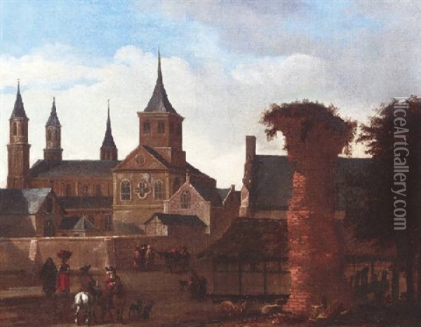 Blick Auf St. Kunibert In Koln Oil Painting - Gerrit Adriaensz Berckheyde