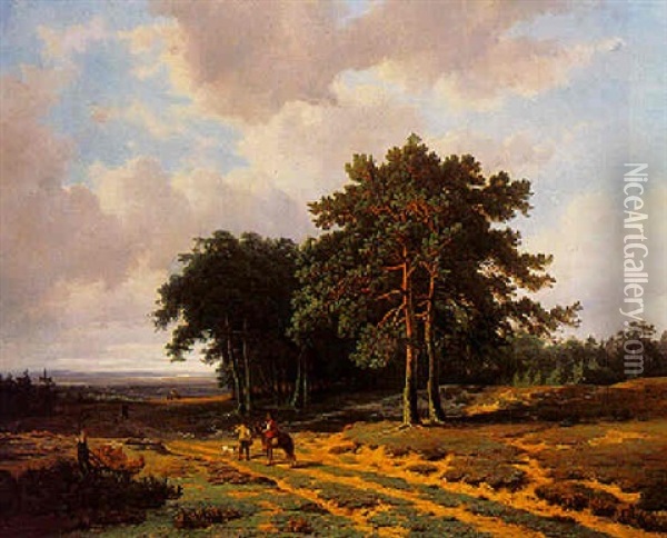 Travellers On The Edge Of A Forest Oil Painting - Cornelis Lieste