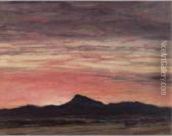 Sunset, Perthshire Hills Oil Painting - David Young Cameron
