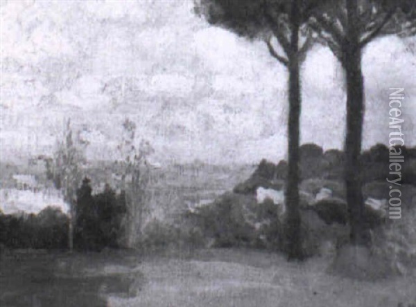 View From A Villa, Rome Oil Painting - Gottfried Hofer