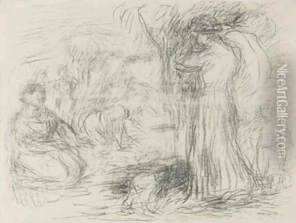 Les Laveuses, Ire Pensee Oil Painting - Pierre Auguste Renoir