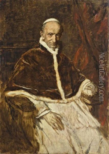 Papst Leo Xiii Oil Painting - Franz von Lenbach