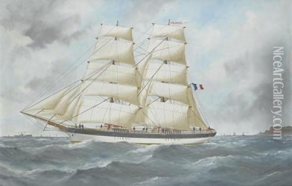 The French Brig Oil Painting - Marie-Edouard Adam Of Le Havre