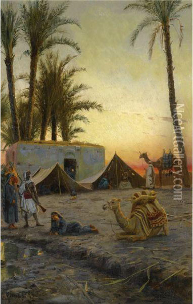 Desert Encampment Oil Painting - Peder Mork Monsted