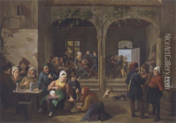 Merrymaking At The Tavern Oil Painting - Constantinus-Fidelio Coene