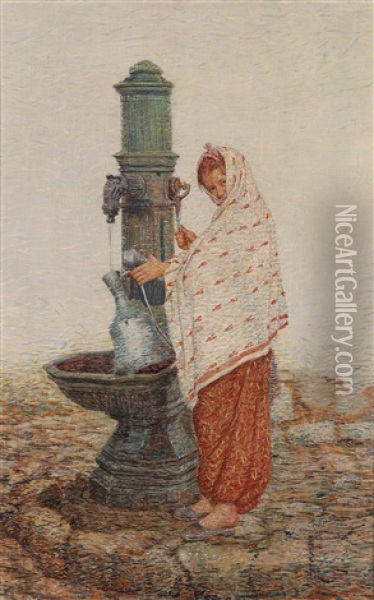 Madchen Am Brunnen Oil Painting - Spiro Bocaric