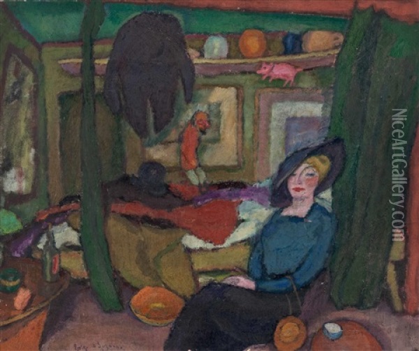 Suzanne Im Zimmer (interieur) Oil Painting - Hanns Bolz